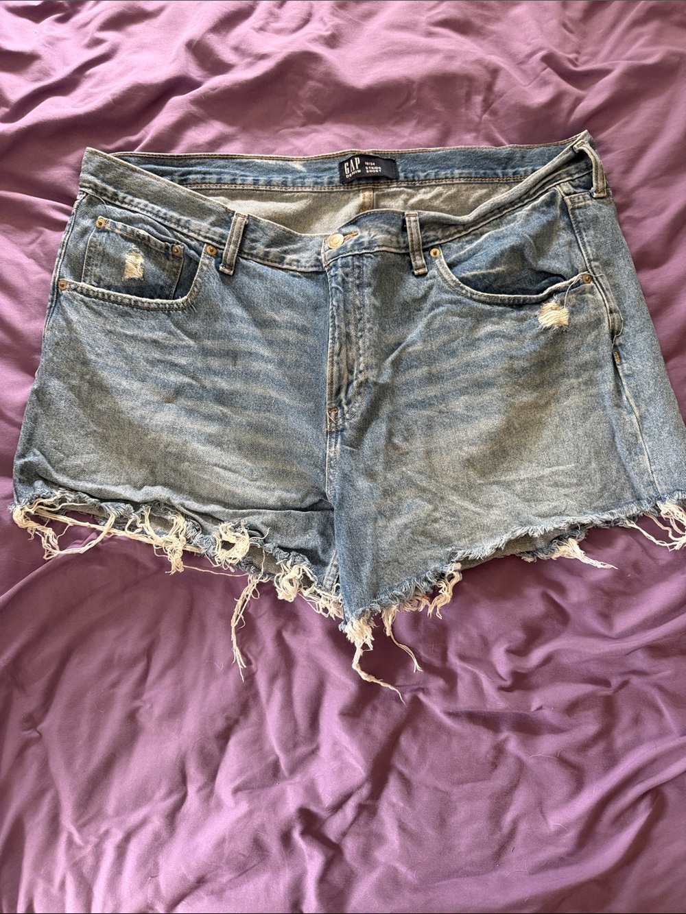 GAP Light Blue Distressed Denim Cutoff Shorts